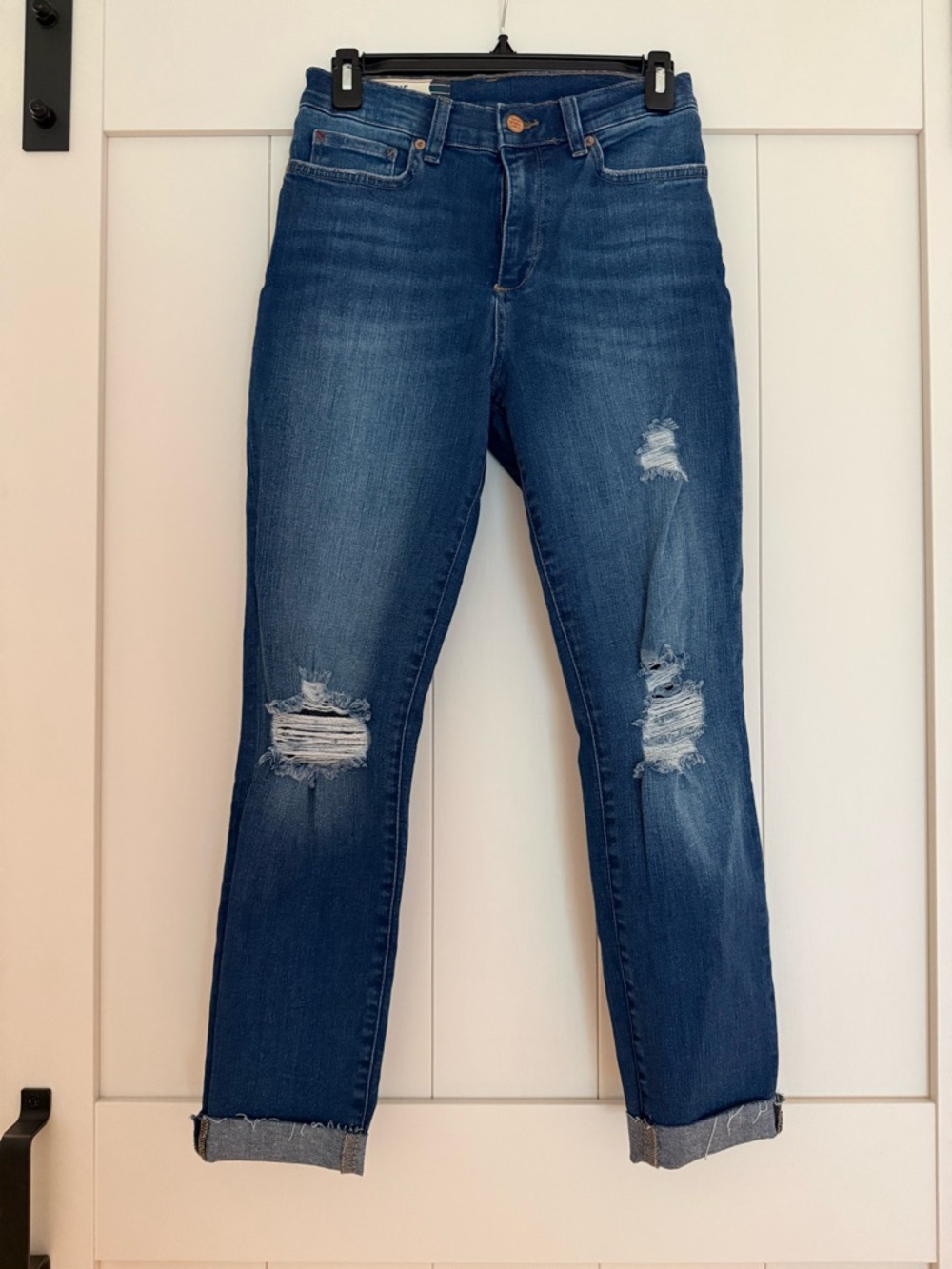 Marine Layer Women's Distressed Boyfriend Jeans - Dark Blue